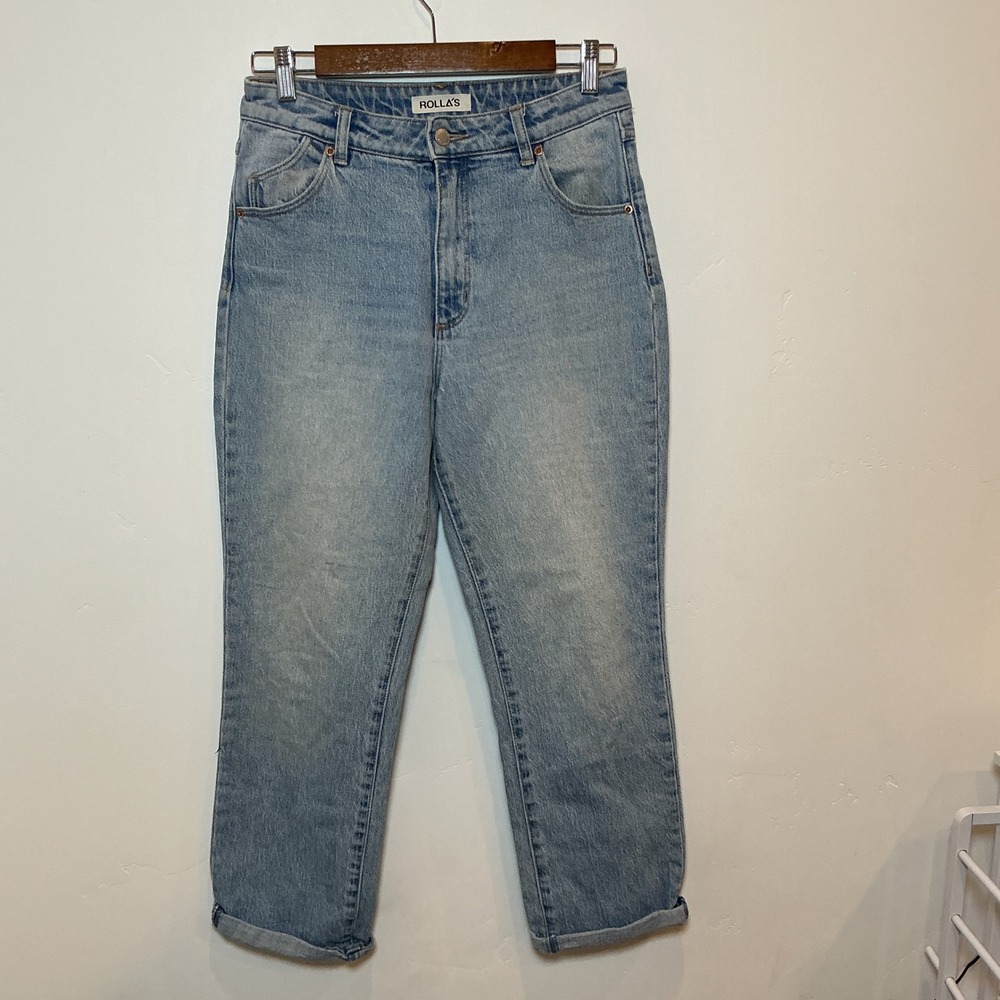 Rolla's Original High Rise Straight‎ Leg Jeans Light Wash Denim